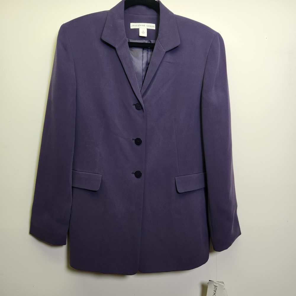 NWT Vtg Josephine Chaus 100%‎ Silk Blazer Sz 6 Dark Plum Single Breast Lined